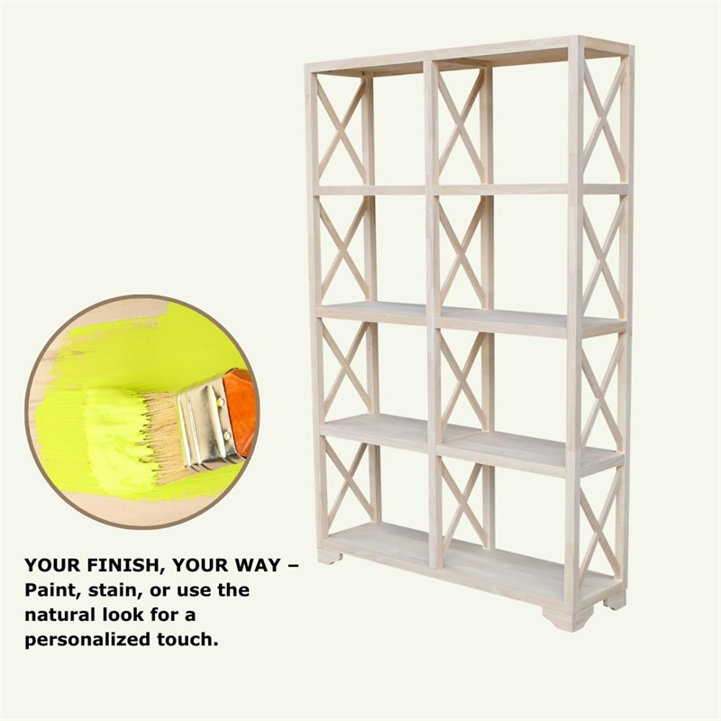 International Concepts Unfinished 4-Tier 'X' Sided Double Shelf Unit