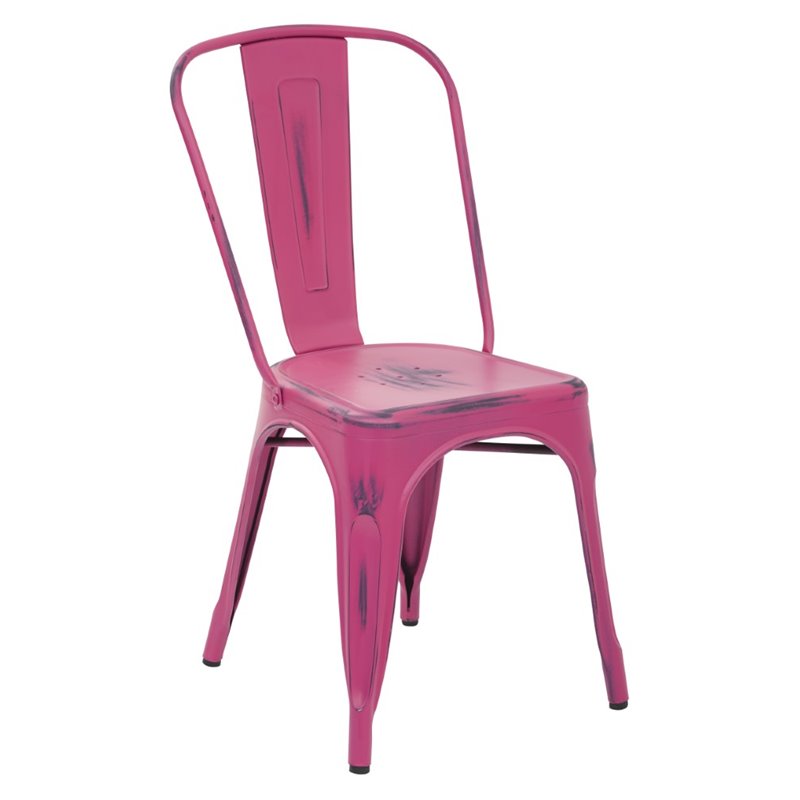 Metal Stacking Chair In Antique Pink Set Of 4 Brw29a4 Ap Metal Stacking Chair In Antique Pink Set Of 4