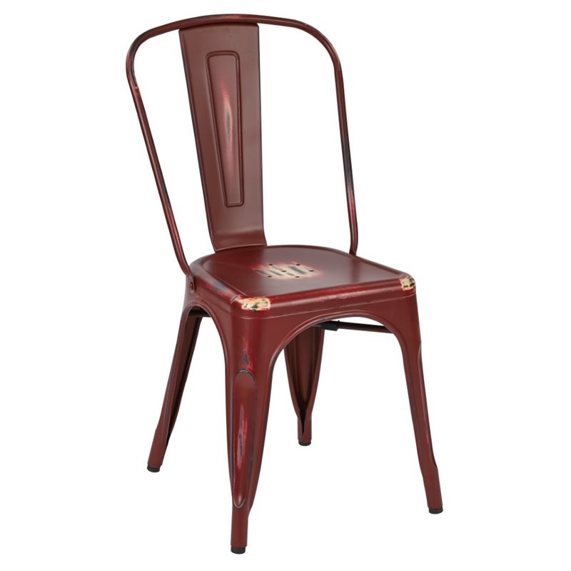 Metal Stacking Chair In Antique Red Set Of 4 Brw29a4 Ard Metal Stacking Chair In Antique Red Set Of 4