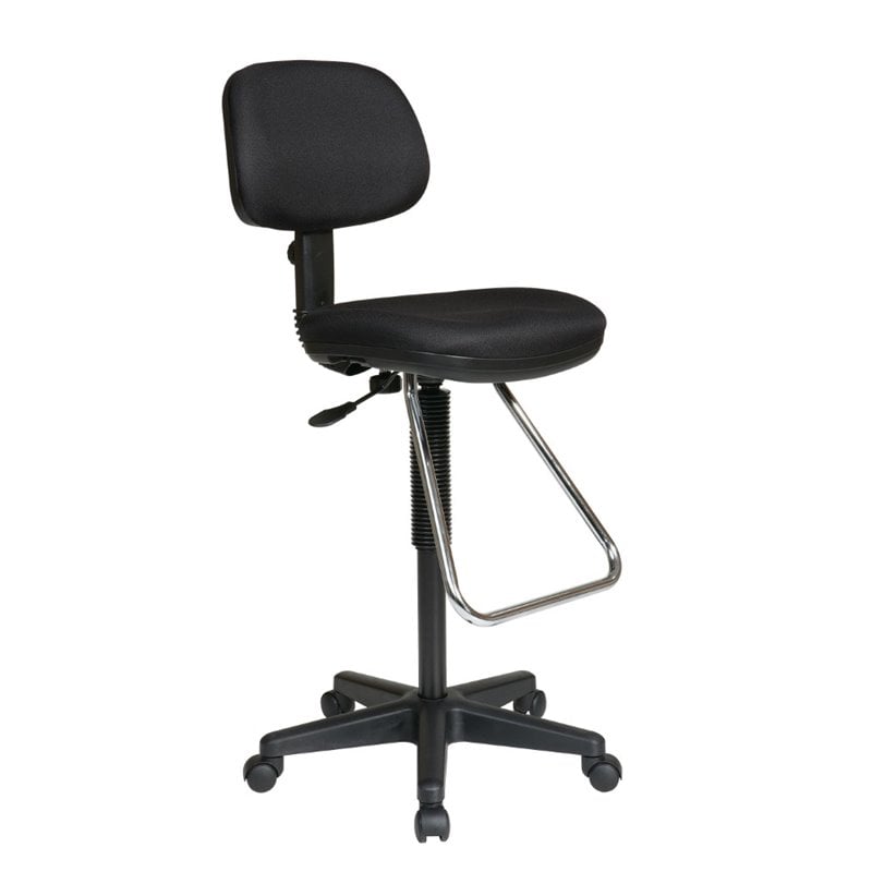 Office Star Economical Black Fabric Chair with Chrome Teardrop Footrest