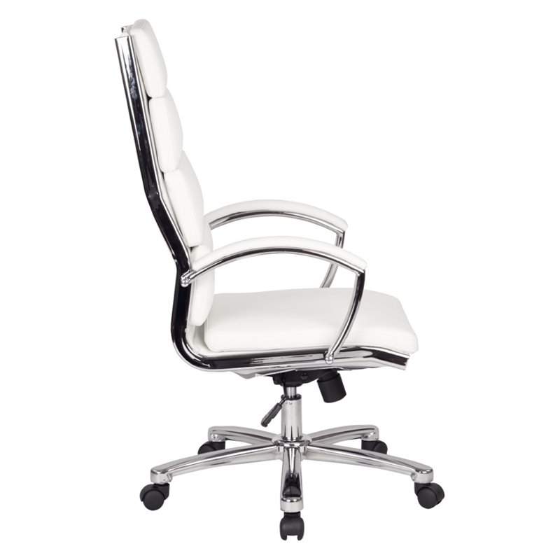 High Back Executive White Faux Leather Chair Cymax Business