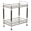 Melrose Serving Cart with Clear Tempered Glass and Nickel Brush Metal Frame
