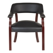 Traditional Guest Chair in Black Vinyl and Mahogany Legs