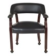 Traditional Guest Chair in Black Vinyl and Mahogany Legs