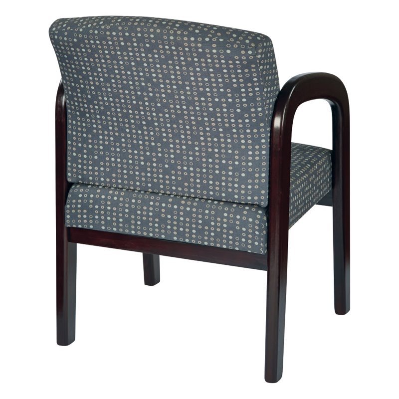 Fabric Mahogany Finish Wood Visitor Chair in Ash Gray