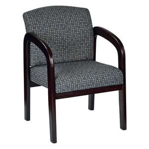 Fabric Mahogany Finish Wood Visitor Chair in Ash Gray