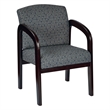 Fabric Mahogany Finish Wood Visitor Chair in Ash Gray