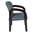 Fabric Mahogany Finish Wood Visitor Chair in Ash Gray