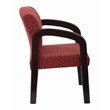 Fabric Mahogany Finish Wood Visitor Chair in Ruby Red Fabric
