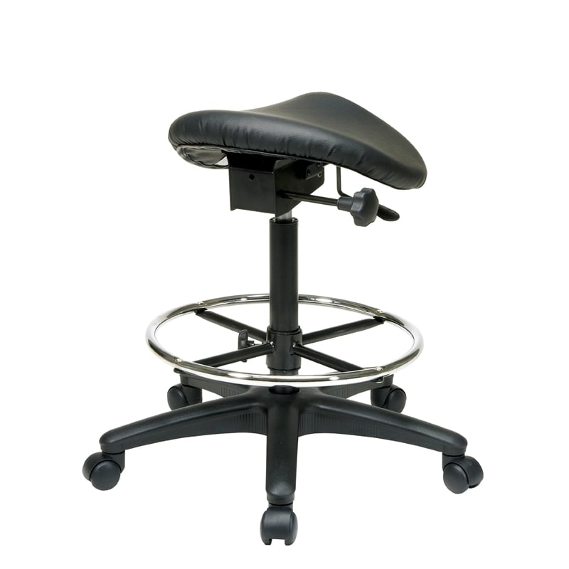 Pneumatic Drafting Black Backless Vinyl Saddle Seat stool