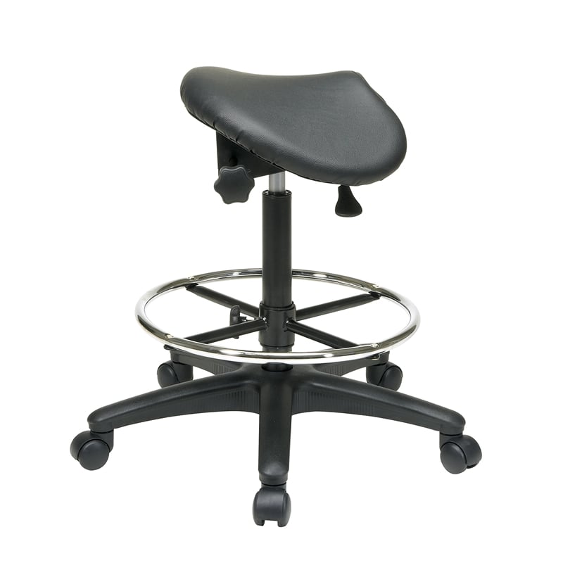 Pneumatic Drafting Black Backless Vinyl Saddle Seat stool