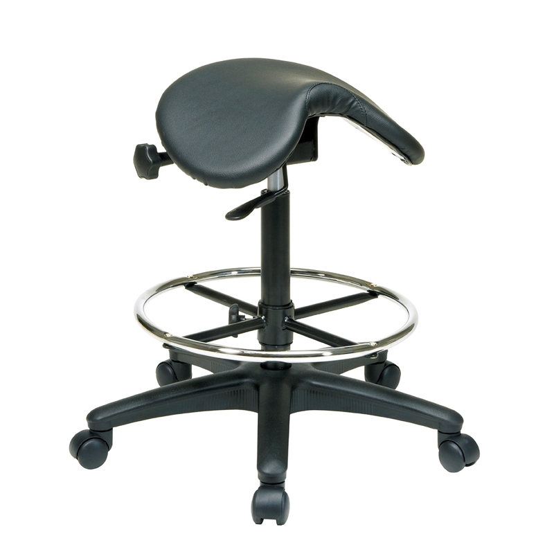 Pneumatic Drafting Black Backless Vinyl Saddle Seat stool
