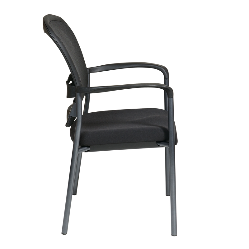 Titanium Finish Black Fabric Visitors Chair with Arms and ProGrid Back ...