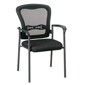 titanium finish black fabric visitors chair with arms and progrid back