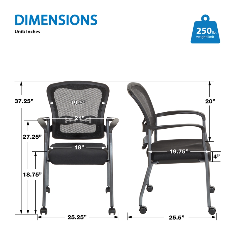 Pro-Line II Titanium Black Visitors Guest Chair in Black Fabric
