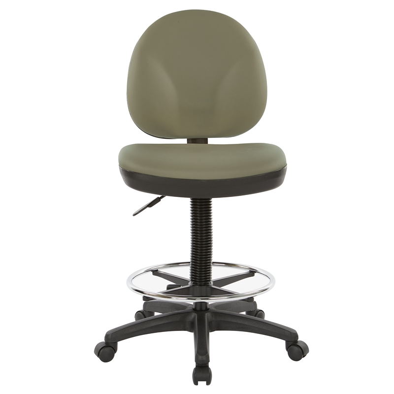 Sculptured Seat and Back Drafting Chair in Dillon Sage Green Fabric