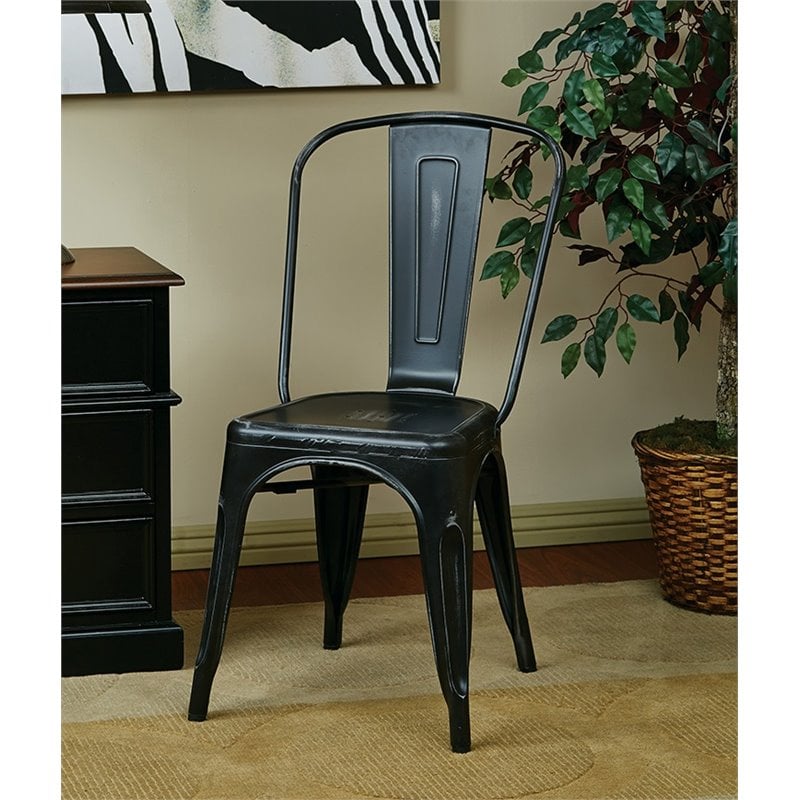 Bristow Armless Chair in Antique Black Finish 4 Pack