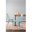 Bristow Armless Metal Chair in Antique Sky Blue Finish 4 Pack