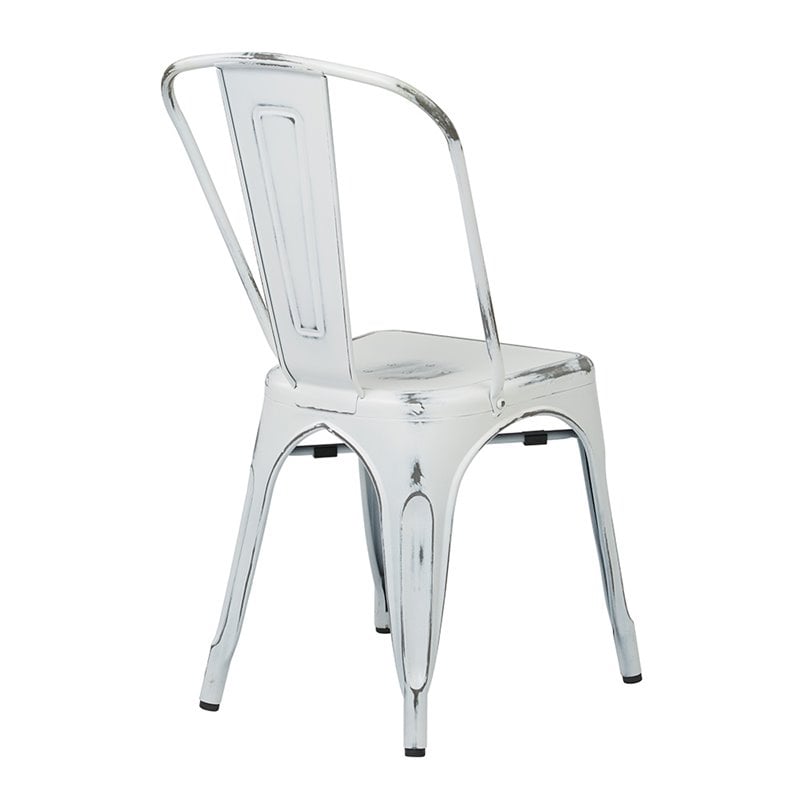 Bristow Armless Chair in Antique White Metal Finish 4 Pack