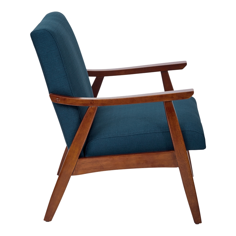 Davis Chair in Klein Azure Blue fabric with Medium Espresso Frame