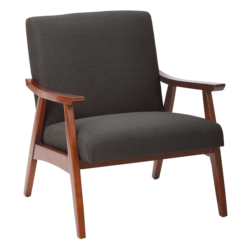 Davis Chair in Klein Charcoal Gray Fabric with Medium Espresso frame