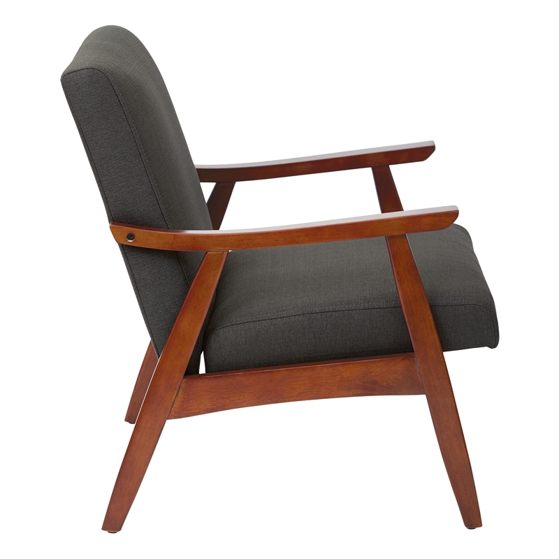 Davis Chair in Klein Charcoal Gray Fabric with Medium Espresso frame