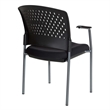 Titanium Finish Visitors Black Chair with Arms and Ventilated Plastic Back