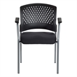 Titanium Finish Visitors Black Chair with Arms and Ventilated Plastic Back