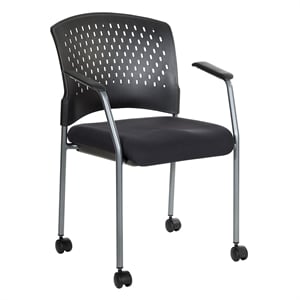 Black Plastic Coal Free Flex Rolling Visitor Chair