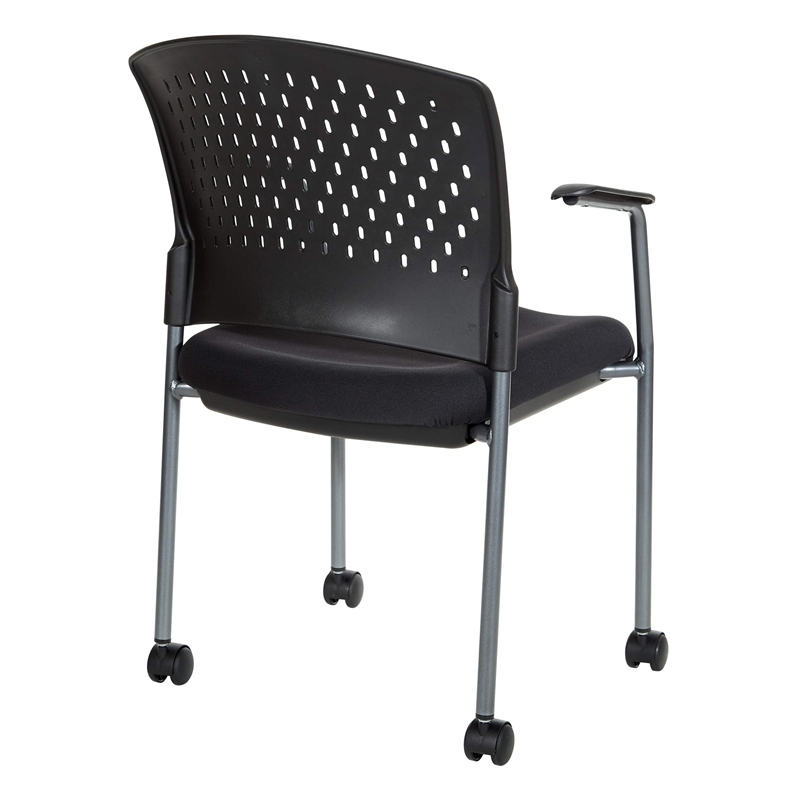 Black Plastic Coal Free Flex Rolling Visitor Chair