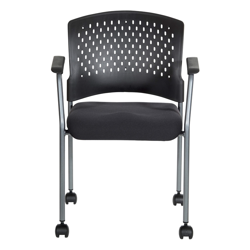 Black Plastic Coal Free Flex Rolling Visitor Chair