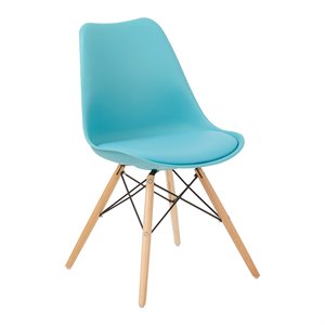 Allen Guest Chair in Teal Blue with Natural Wood Base