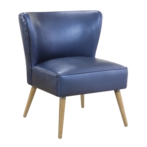 Amity Tufted Accent Chair in Sizzle Azure Blue Fabric with Solid Wood Legs