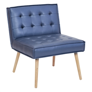 Amity Tufted Accent Chair in Sizzle Azure Blue Fabric with Solid Wood Legs