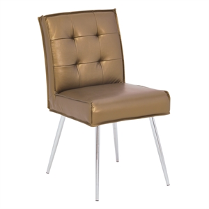 Amity Tufted Dining Chair in Sizzle Copper Fabric with Chrome Legs