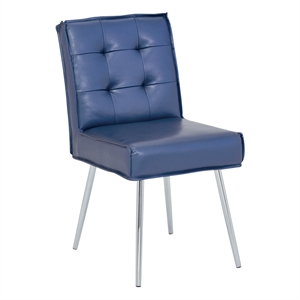 Amity Tufted Dining Chair in Sizzle Azure Blue Fabric with Chrome Legs