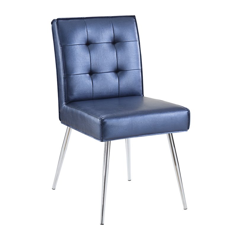 Amity Tufted Dining Chair In Sizzle, Blue Leather Dining Chairs