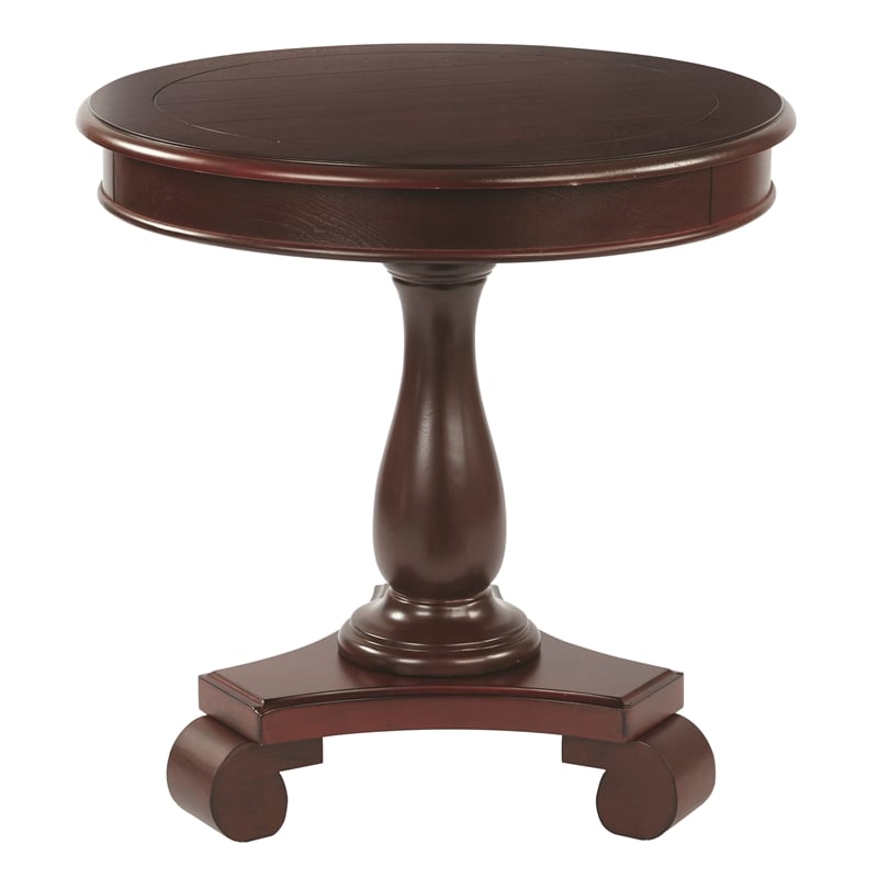 Avalon Hand Painted Round Accent table in Vintage Wine Cherry