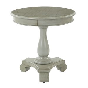 Avalon Hand Wood Painted Round Accent table in Antique Gray Finish