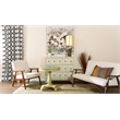 Avalon Hand Painted Round Accent table in Antique Celedon Beige Engineered Wood