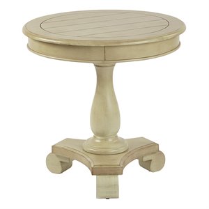 Avalon Hand Painted Round Accent table in Antique Celedon Beige Finish