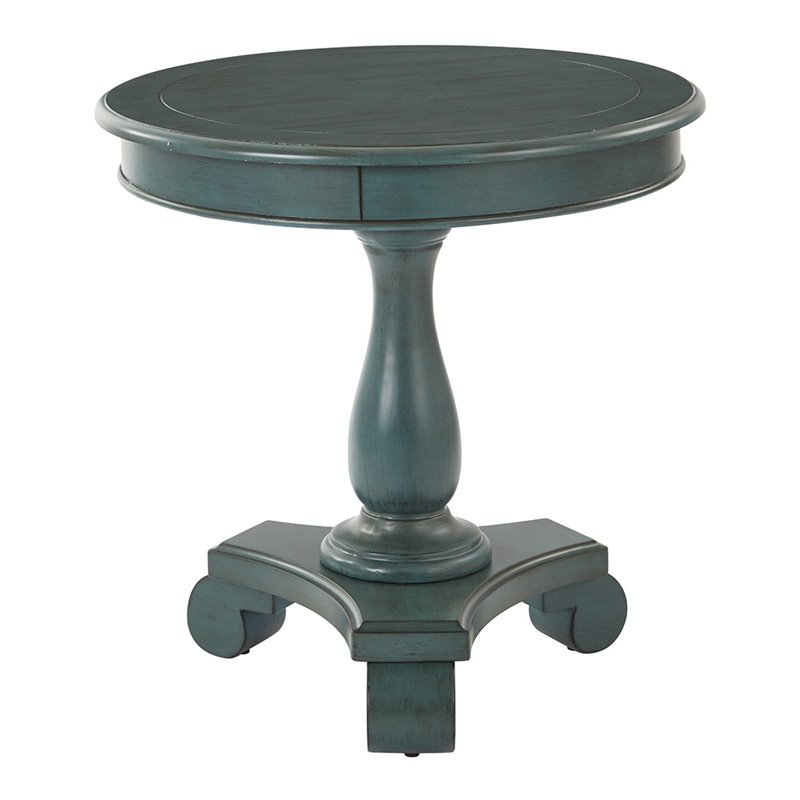 Avalon Hand Painted Round Accent table in Caribbean Green Finish ...