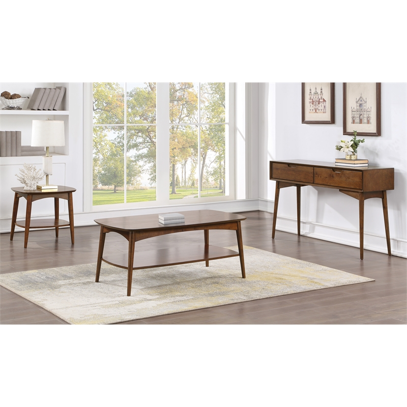 Copenhagen Wood and Wood Veneer Accent Table in Walnut Brown