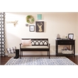 Coventry Storage Bench in Antique Black Frame and Beige Fabric Seat Cushion