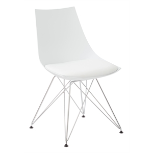 Eiffel Bistro Faux Leather White Chair with Chrome Base 2 Pack