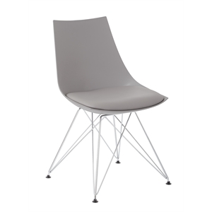 Eiffel Bistro Chair Medium Gray with Chrome Metal Base 2 pack