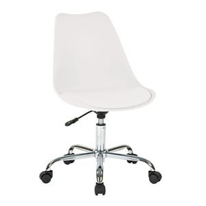 Emerson White Faux Leather Office Chair with Pneumatic Chrome Base