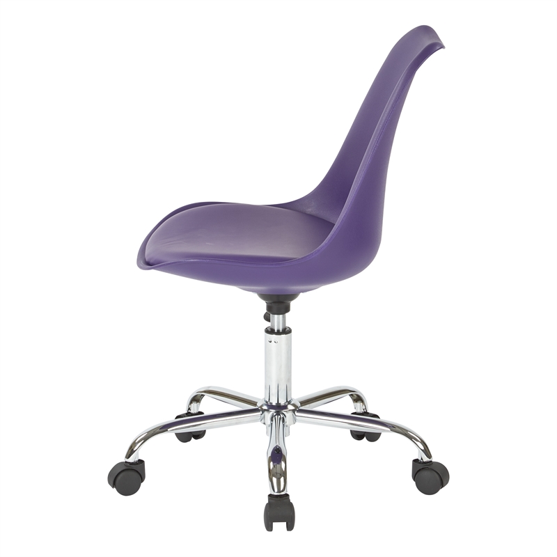 Emerson Office Faux Leather Chair with Pneumatic Chrome Base in Purple