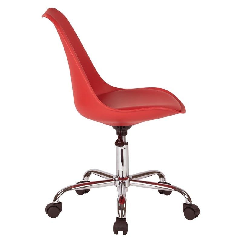 Emerson Red Faux Leather Office Chair with Pneumatic Chrome Base