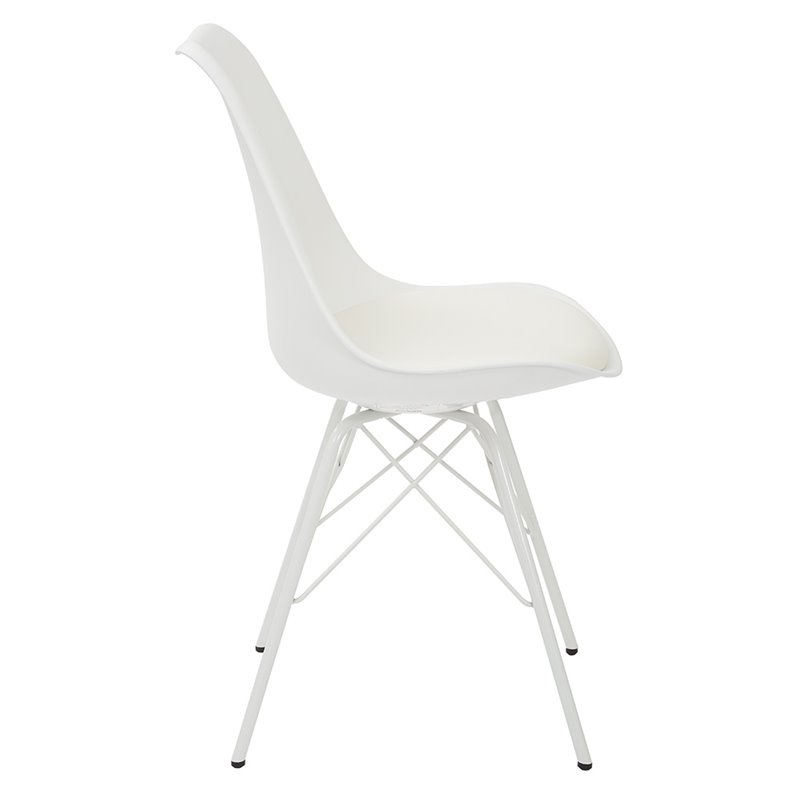Emerson White Side Chair with 4 Leg Base